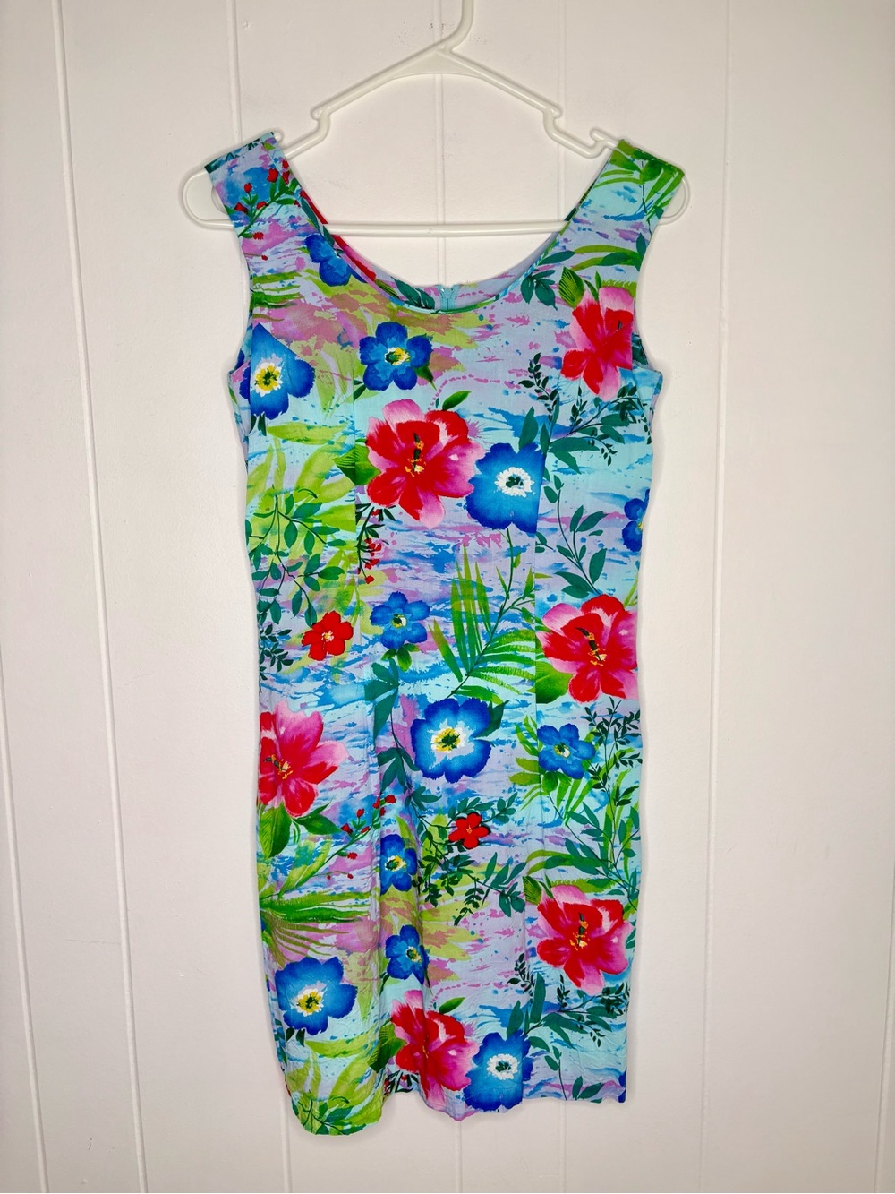 JAMS WORLD Petit Fleur Vintage Mini Dress Hawaiian Flowers Hibiscus Vacation XS